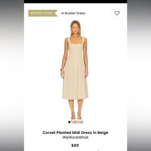 WeWoreWhat Beige Corset Pleated Midi Dress